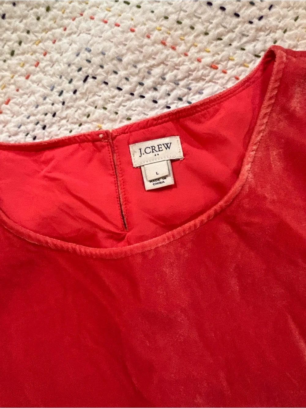 J. Crew Velvet Scoop Neck Short Sleeve Top in Red